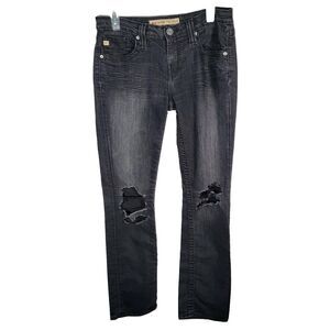 BIG STAR Kayla Jeans Size 27 Long Black Fade Straight Leg Mid Rise Pockets Denim